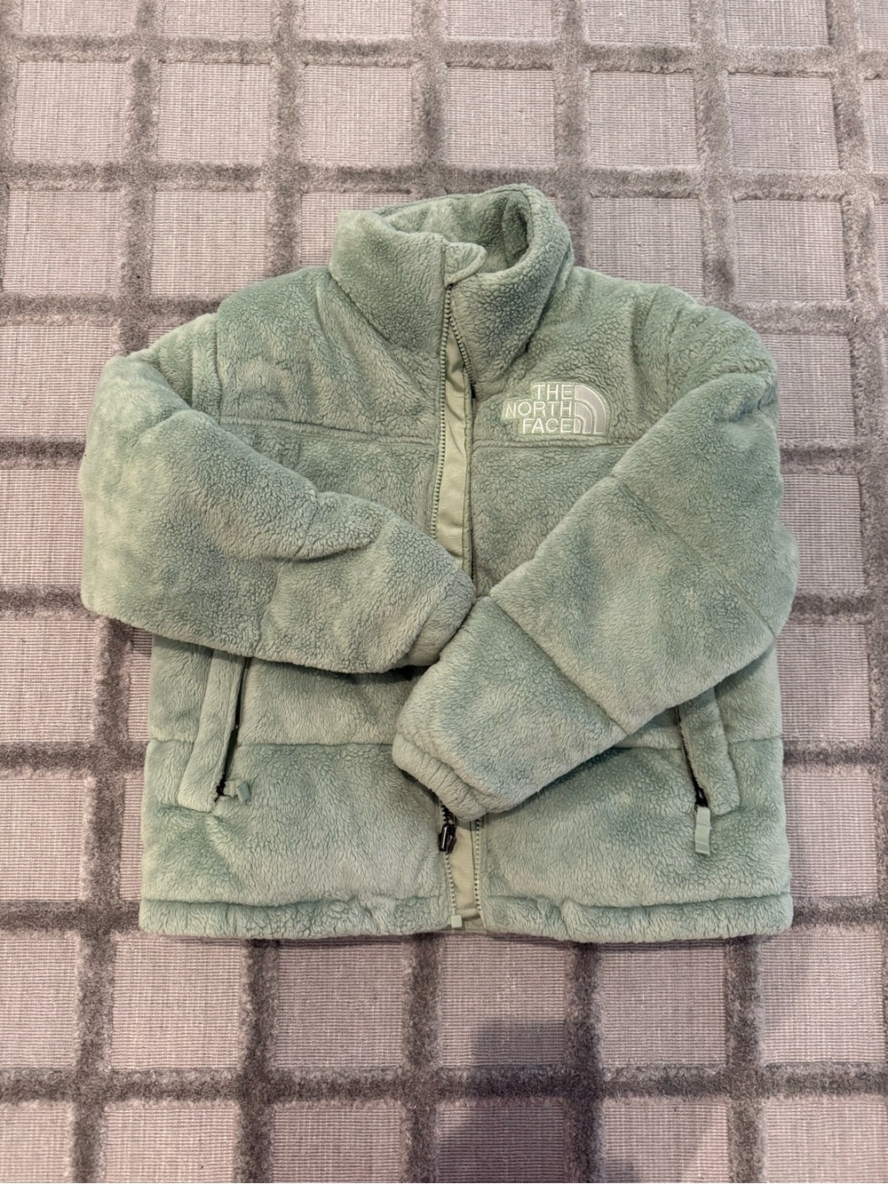 The North Face Sage Mint Green Plush Retro Nuptse Puffer Jacket